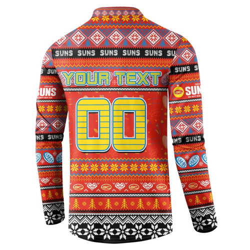 Personalized Suns Rugby Xmas Button Sweatshirt Australia AFL Mascot