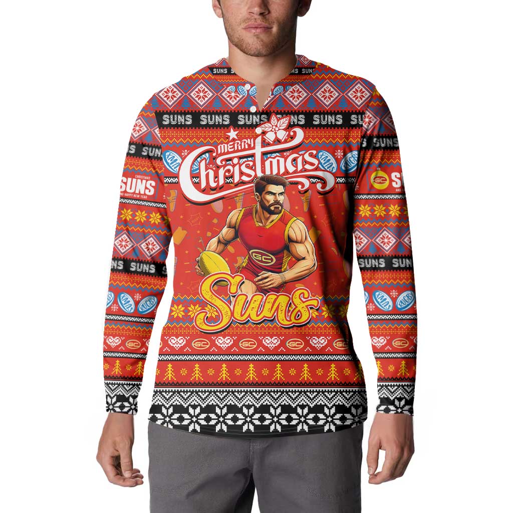 Personalized Suns Rugby Xmas Button Sweatshirt Australia AFL Mascot