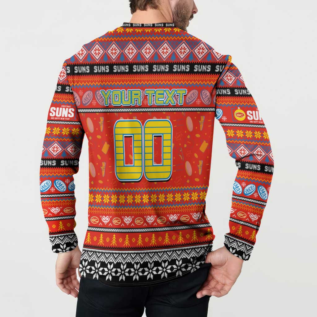 Personalized Suns Rugby Xmas Button Sweatshirt Australia AFL Mascot