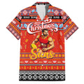 Personalized Suns Rugby Xmas Family Matching Long Sleeve Bodycon Dress and Hawaiian Shirt Australia AFL Mascot