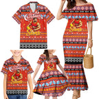 Personalized Suns Rugby Xmas Family Matching Mermaid Dress and Hawaiian Shirt Australia AFL Mascot