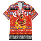 Personalized Suns Rugby Xmas Family Matching Mermaid Dress and Hawaiian Shirt Australia AFL Mascot