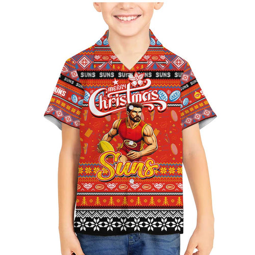 Personalized Suns Rugby Xmas Family Matching Mermaid Dress and Hawaiian Shirt Australia AFL Mascot