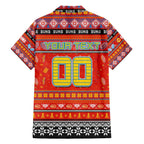 Personalized Suns Rugby Xmas Family Matching Off The Shoulder Long Sleeve Dress and Hawaiian Shirt Australia AFL Mascot