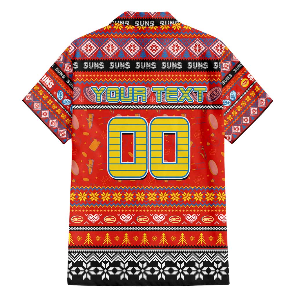 Personalized Suns Rugby Xmas Family Matching Off Shoulder Short Dress and Hawaiian Shirt Australia AFL Mascot