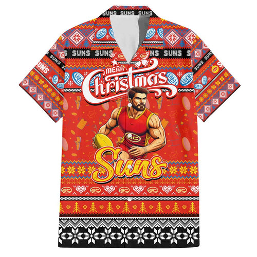 Personalized Suns Rugby Xmas Family Matching Puletasi and Hawaiian Shirt Australia AFL Mascot