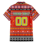 Personalized Suns Rugby Xmas Family Matching Short Sleeve Bodycon Dress and Hawaiian Shirt Australia AFL Mascot