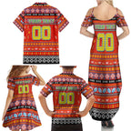 Personalized Suns Rugby Xmas Family Matching Summer Maxi Dress and Hawaiian Shirt Australia AFL Mascot