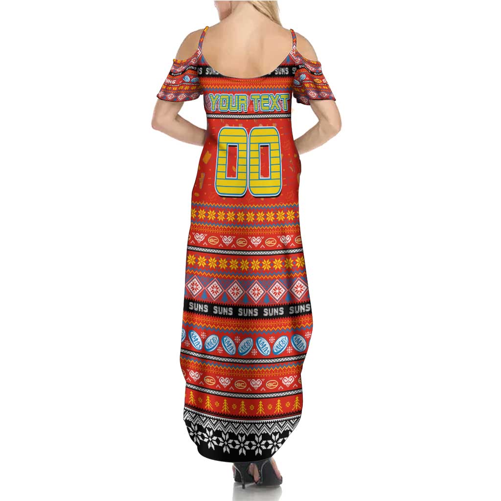 Personalized Suns Rugby Xmas Family Matching Summer Maxi Dress and Hawaiian Shirt Australia AFL Mascot