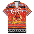 Personalized Suns Rugby Xmas Family Matching Tank Maxi Dress and Hawaiian Shirt Australia AFL Mascot
