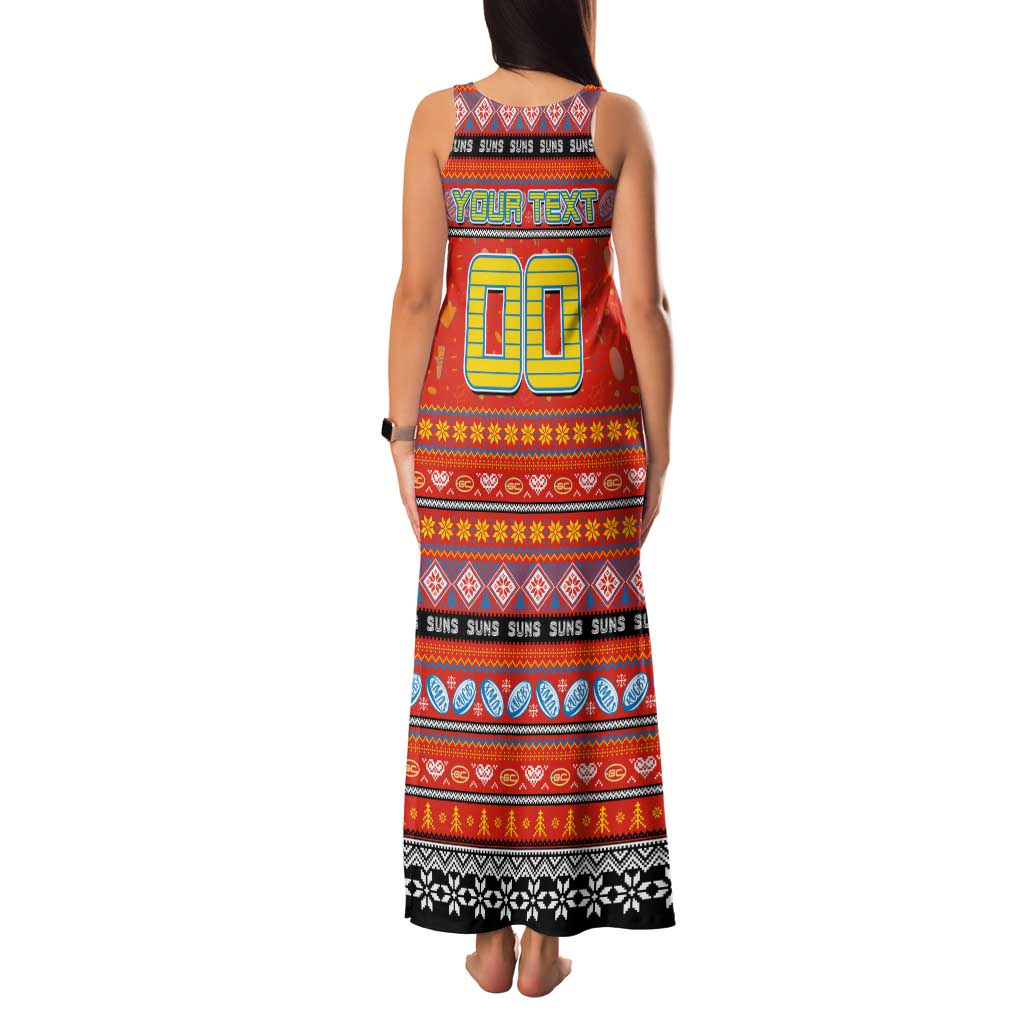 Personalized Suns Rugby Xmas Family Matching Tank Maxi Dress and Hawaiian Shirt Australia AFL Mascot