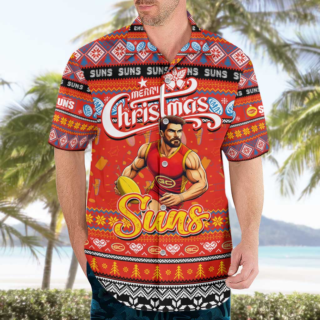 Personalized Suns Rugby Xmas Hawaiian Shirt Australia AFL Mascot