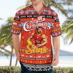 Personalized Suns Rugby Xmas Hawaiian Shirt Australia AFL Mascot