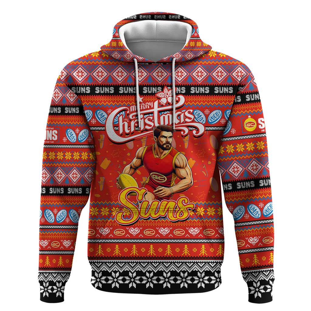 Personalized Suns Rugby Xmas Hoodie Australia AFL Mascot