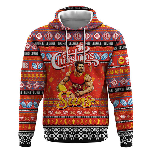 Personalized Suns Rugby Xmas Hoodie Australia AFL Mascot