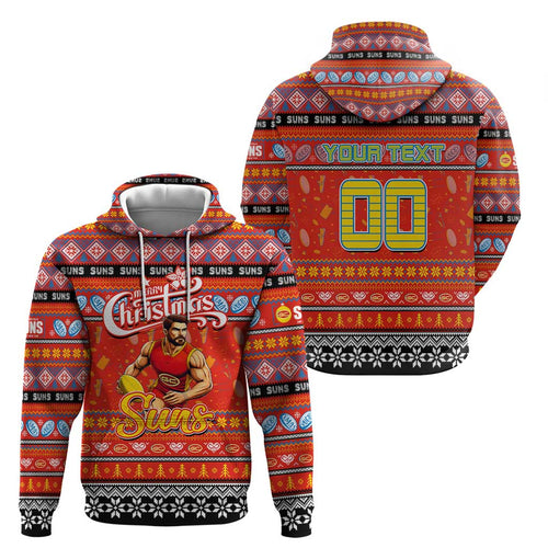 Personalized Suns Rugby Xmas Hoodie Australia AFL Mascot