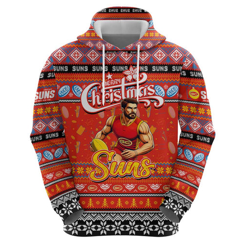 Personalized Suns Rugby Xmas Hoodie Australia AFL Mascot