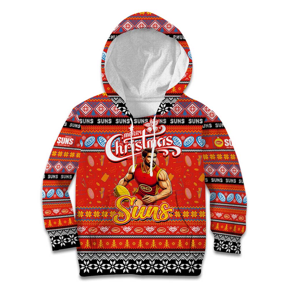 Personalized Suns Rugby Xmas Kid Hoodie Australia AFL Mascot