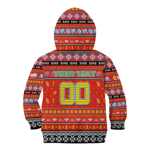 Personalized Suns Rugby Xmas Kid Hoodie Australia AFL Mascot