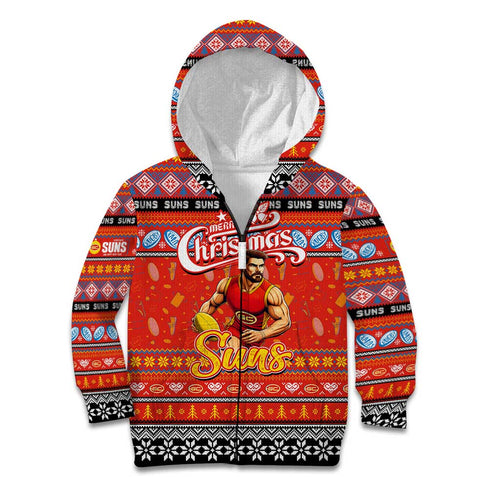 Personalized Suns Rugby Xmas Kid Hoodie Australia AFL Mascot