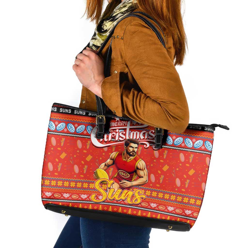 Suns Football Xmas Leather Tote Bag Australia AFL Mascot