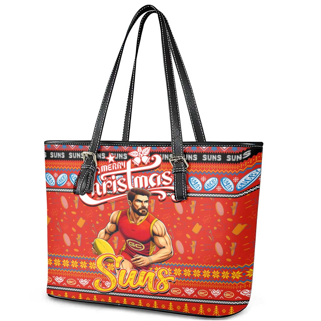 Suns Football Xmas Leather Tote Bag Australia AFL Mascot