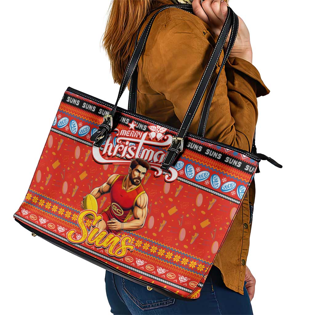 Suns Football Xmas Leather Tote Bag Australia AFL Mascot