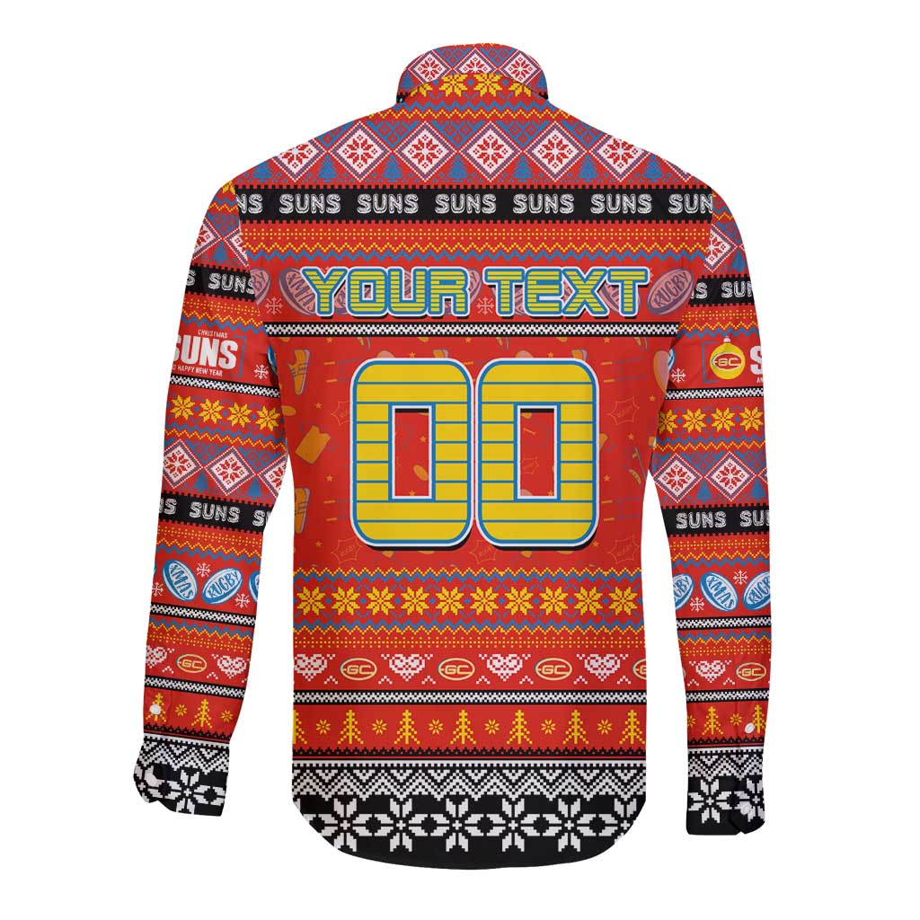 Personalized Suns Rugby Xmas Long Sleeve Button Shirt Australia AFL Mascot