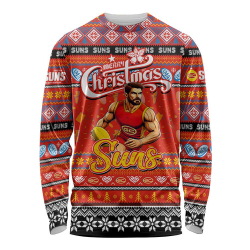 Personalized Suns Rugby Xmas Long Sleeve Shirt Australia AFL Mascot
