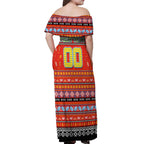 Personalized Suns Rugby Xmas Off Shoulder Maxi Dress Australia AFL Mascot
