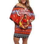Personalized Suns Rugby Xmas Off Shoulder Short Dress Australia AFL Mascot