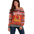 Personalized Suns Rugby Xmas Off Shoulder Sweater Australia AFL Mascot