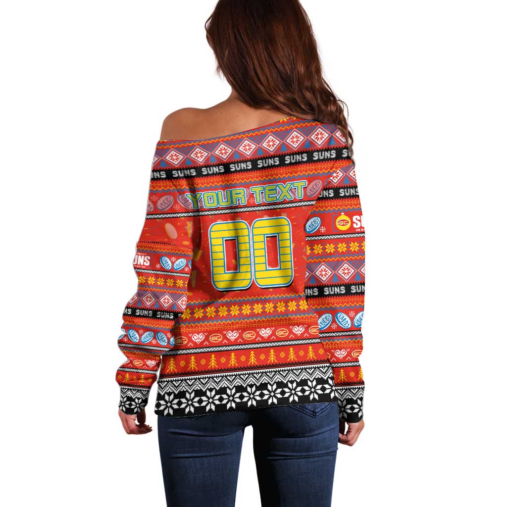 Personalized Suns Rugby Xmas Off Shoulder Sweater Australia AFL Mascot