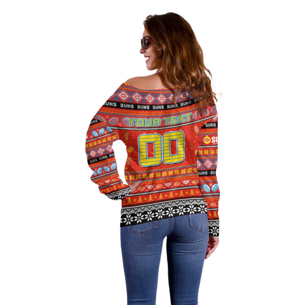 Personalized Suns Rugby Xmas Off Shoulder Sweater Australia AFL Mascot