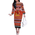 Personalized Suns Rugby Xmas Off The Shoulder Long Sleeve Dress Australia AFL Mascot