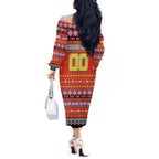 Personalized Suns Rugby Xmas Off The Shoulder Long Sleeve Dress Australia AFL Mascot