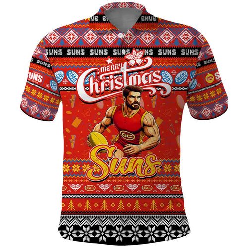 Personalized Suns Rugby Xmas Polo Shirt Australia AFL Mascot