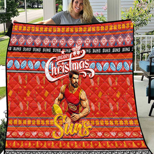 Suns Football Xmas Quilt Australia AFL Mascot
