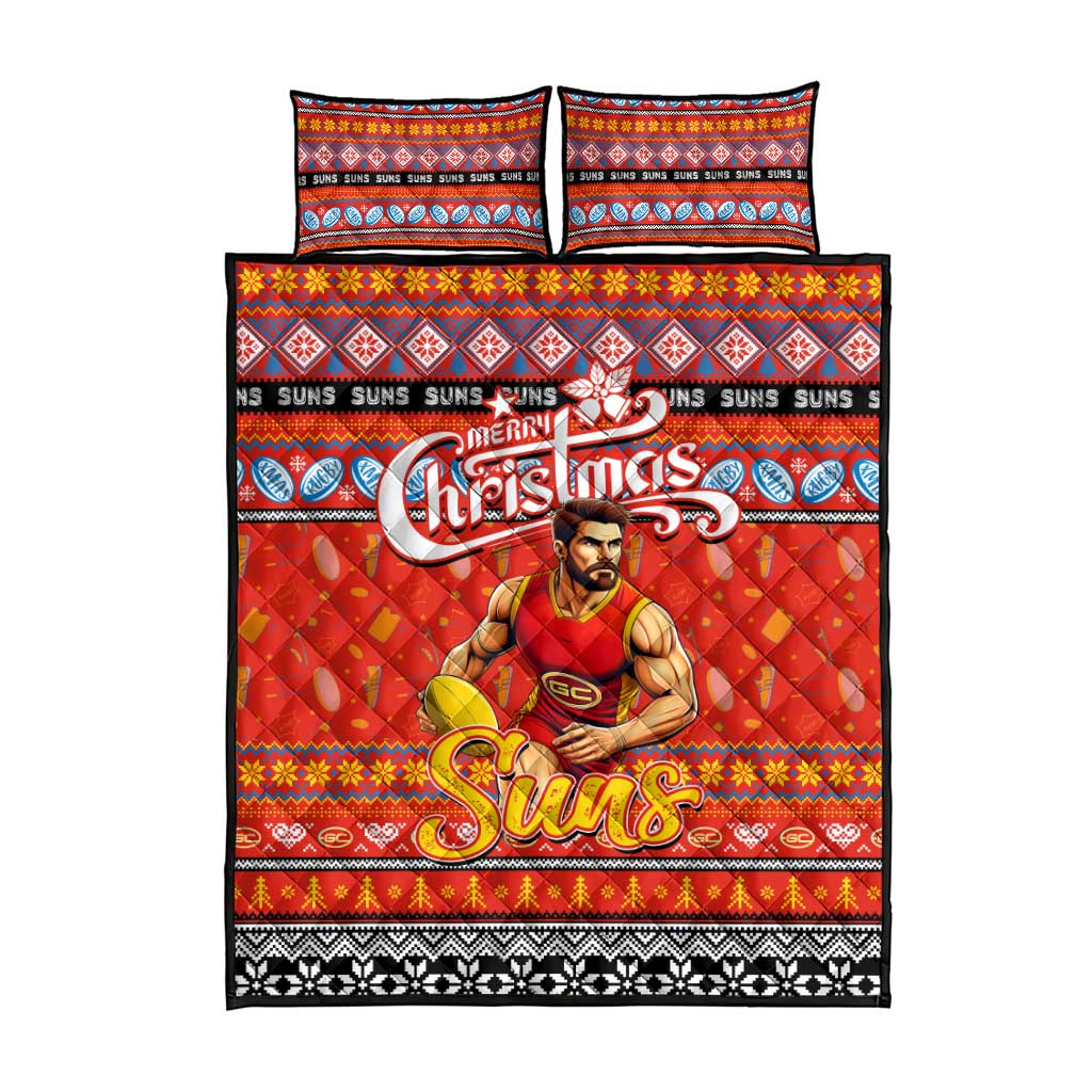 Suns Football Xmas Quilt Bed Set Australia AFL Mascot