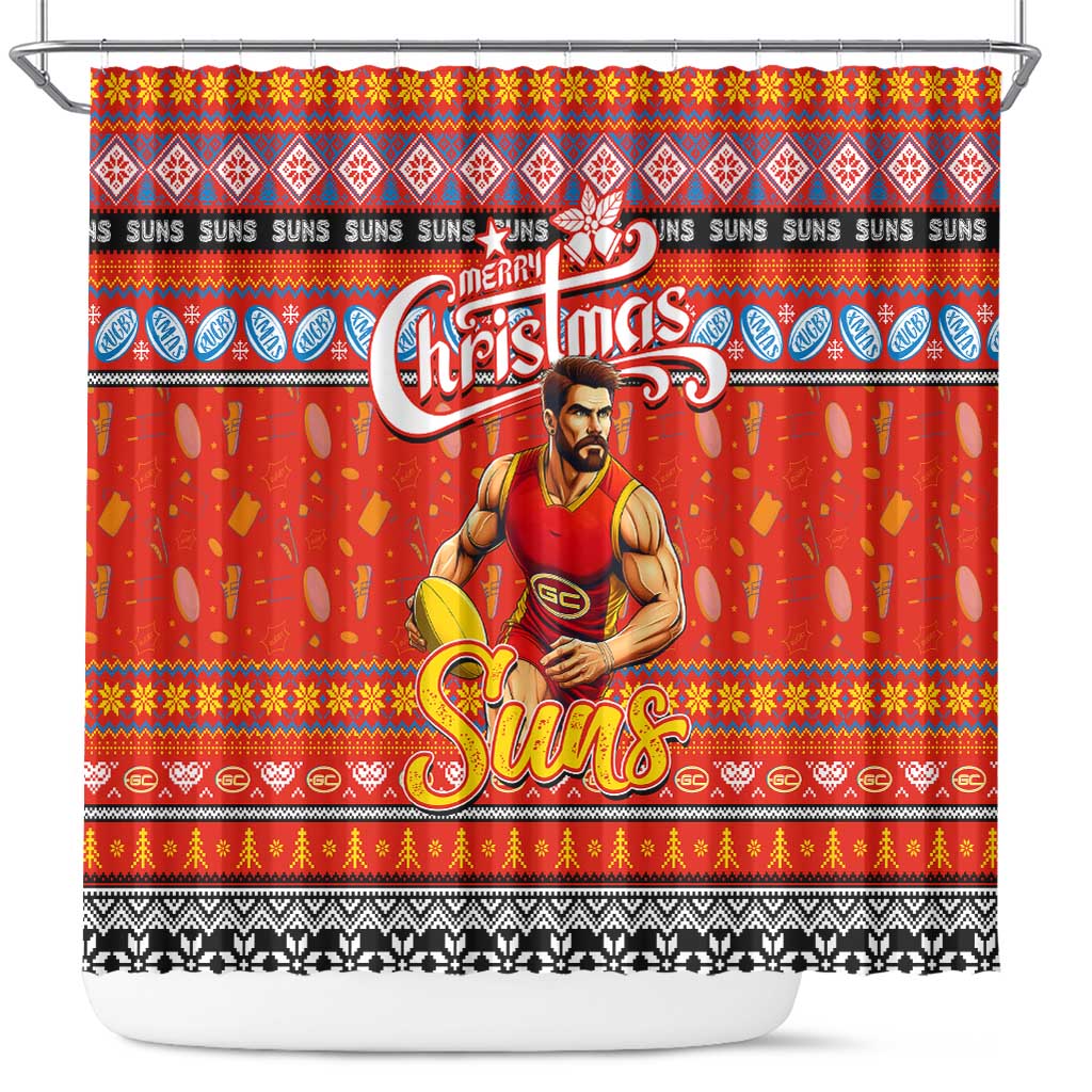 Suns Football Xmas Shower Curtain Australia AFL Mascot