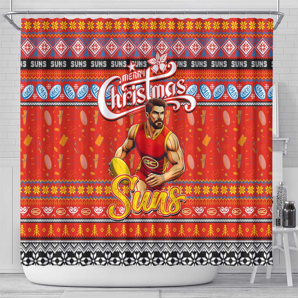 Suns Football Xmas Shower Curtain Australia AFL Mascot