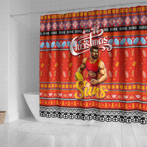 Suns Football Xmas Shower Curtain Australia AFL Mascot