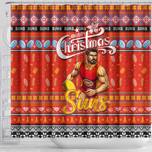 Suns Football Xmas Shower Curtain Australia AFL Mascot