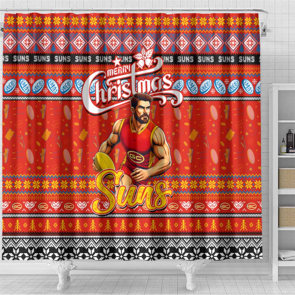 Suns Football Xmas Shower Curtain Australia AFL Mascot
