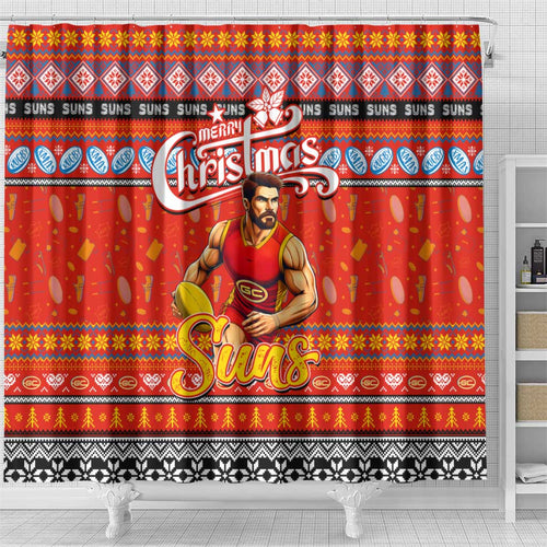 Suns Football Xmas Shower Curtain Australia AFL Mascot