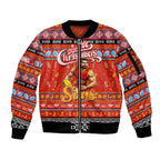 Personalized Suns Rugby Xmas Sleeve Zip Bomber Jacket Australia AFL Mascot