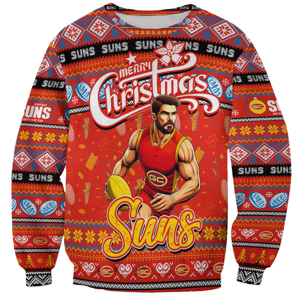 Personalized Suns Rugby Xmas Sweatshirt Australia AFL Mascot