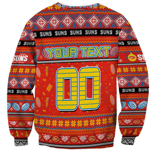 Personalized Suns Rugby Xmas Sweatshirt Australia AFL Mascot