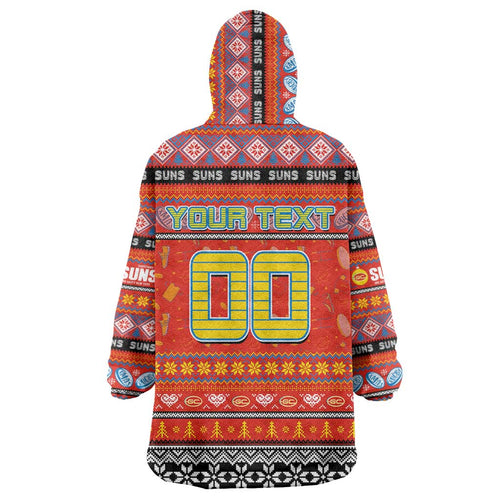 Personalized Suns Rugby Xmas Wearable Blanket Hoodie Australia AFL Mascot