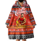 Personalized Suns Rugby Xmas Wearable Blanket Hoodie Australia AFL Mascot